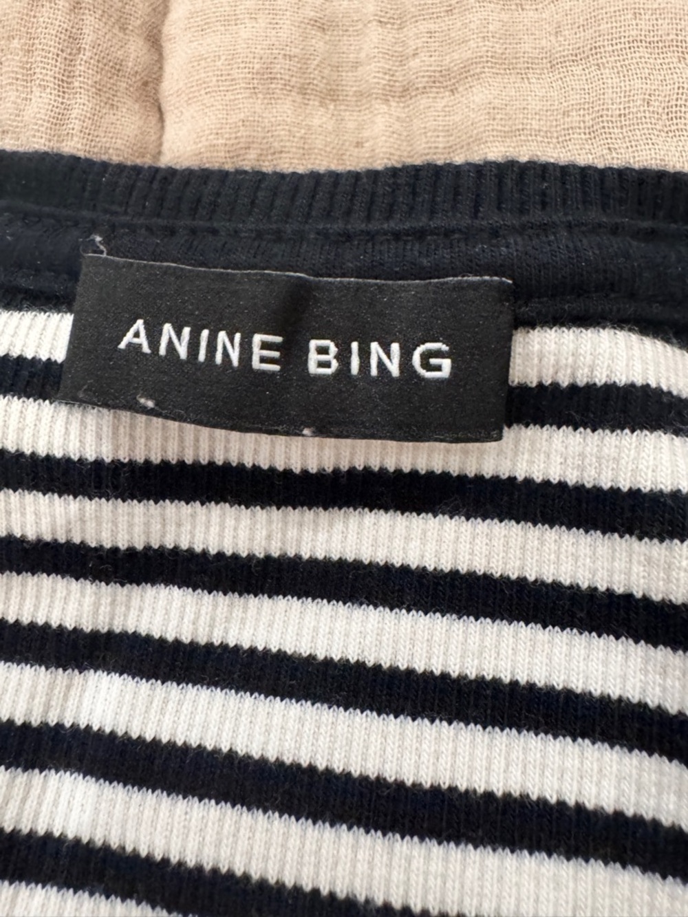 Anine Bing Black & White Striped Henley Tank: elevated casual - Picture 8 of 11